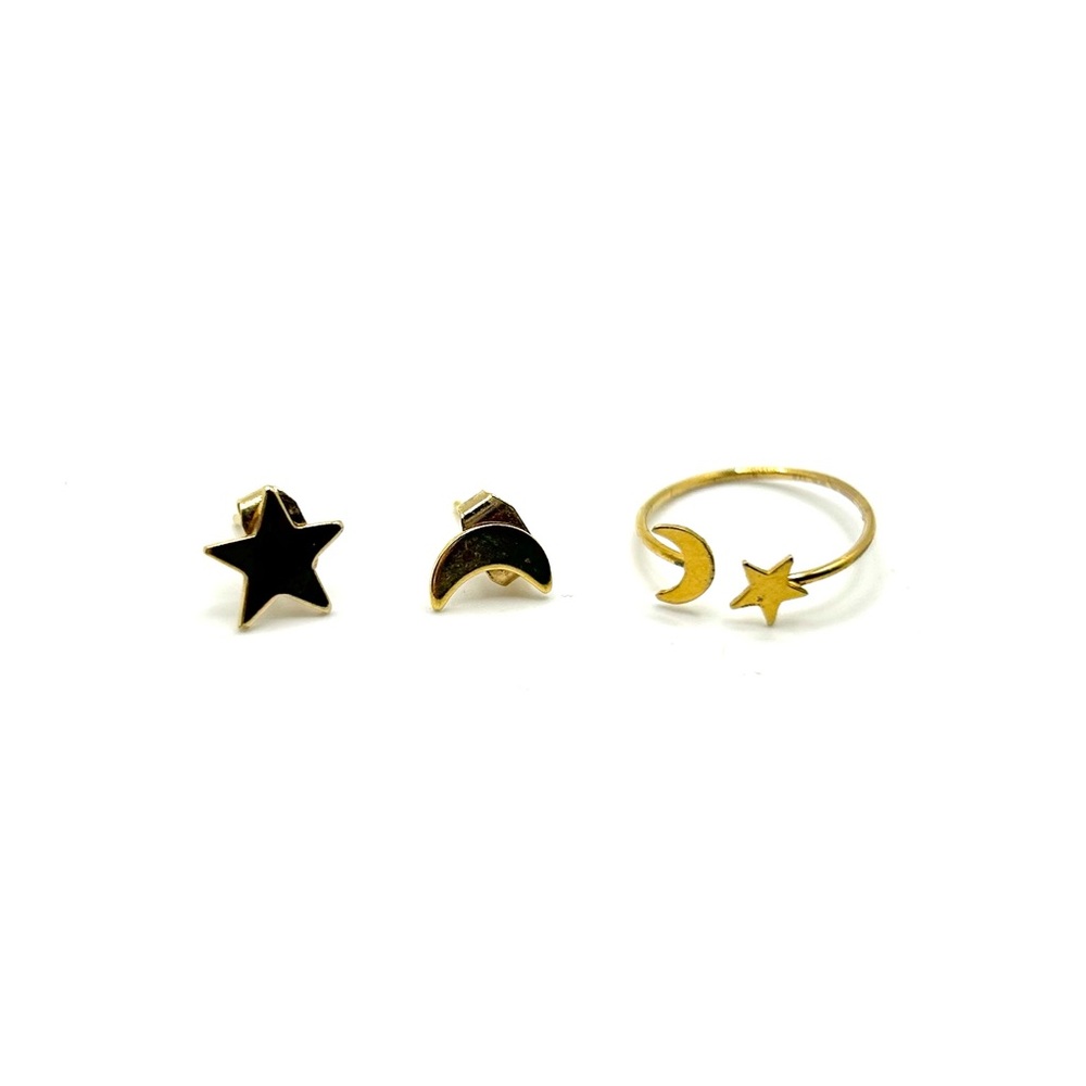 ⭐️ 🌙 Gold-tone Star & Moon Jewelry Set